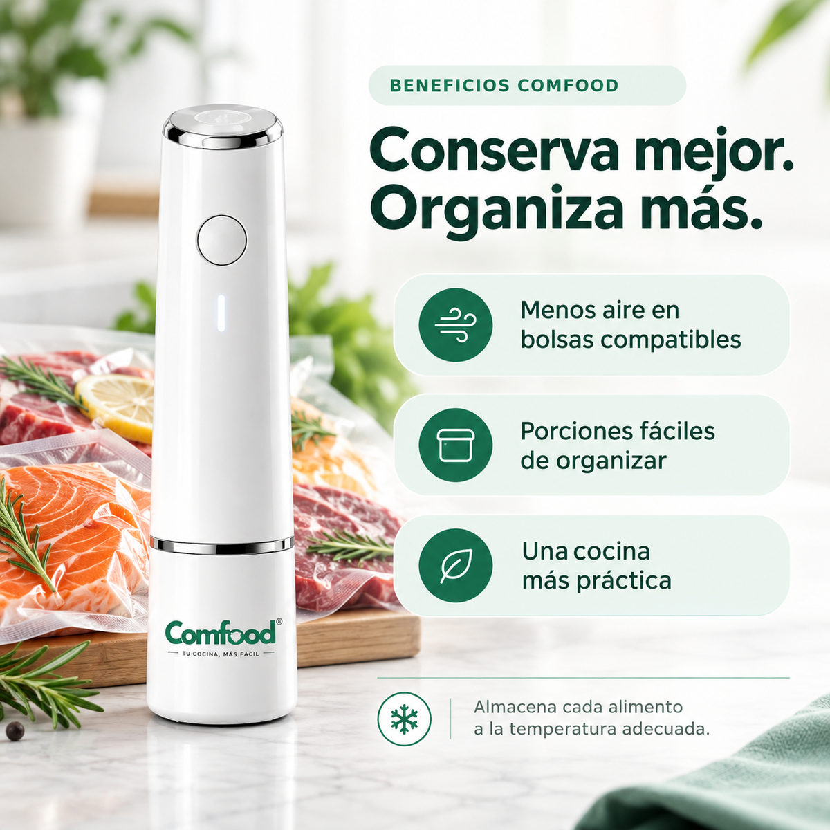 Comfood: conserva mejor y organiza más con la selladora portátil